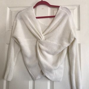 White twist back sweater